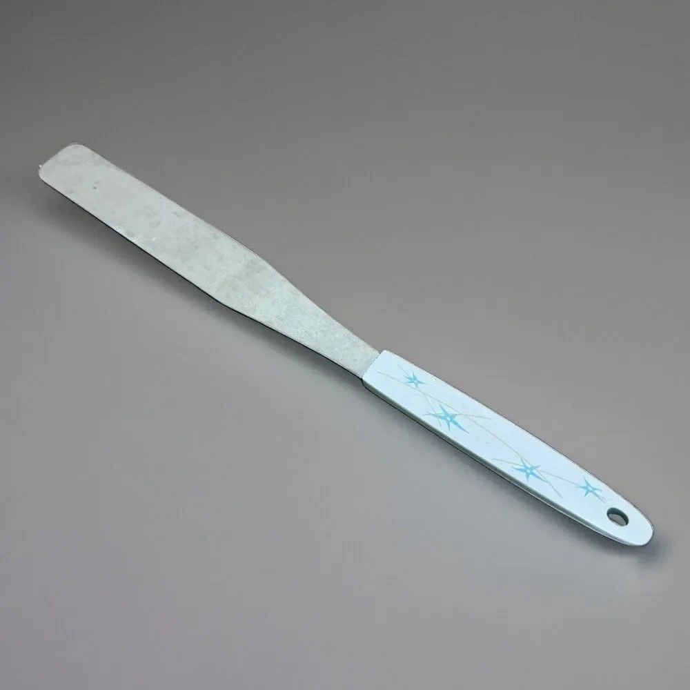 Vintage Atomic Starburst Aqua Blue White Frosting Spreader Spatula Tool